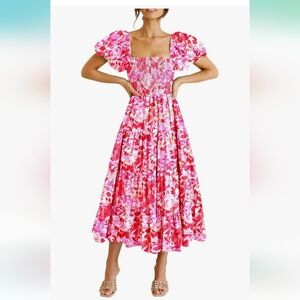 Elegant Pink Floral Maxi Dress